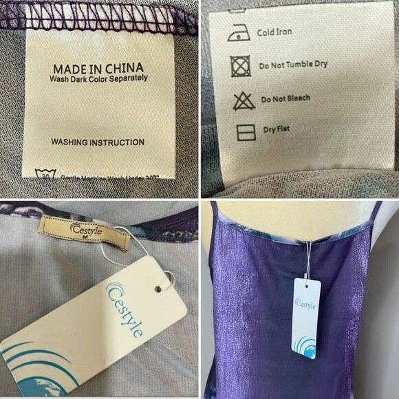 New Womens Medium Tank Top Purple V Neck handkerchief Hem - Picture 10 of 16